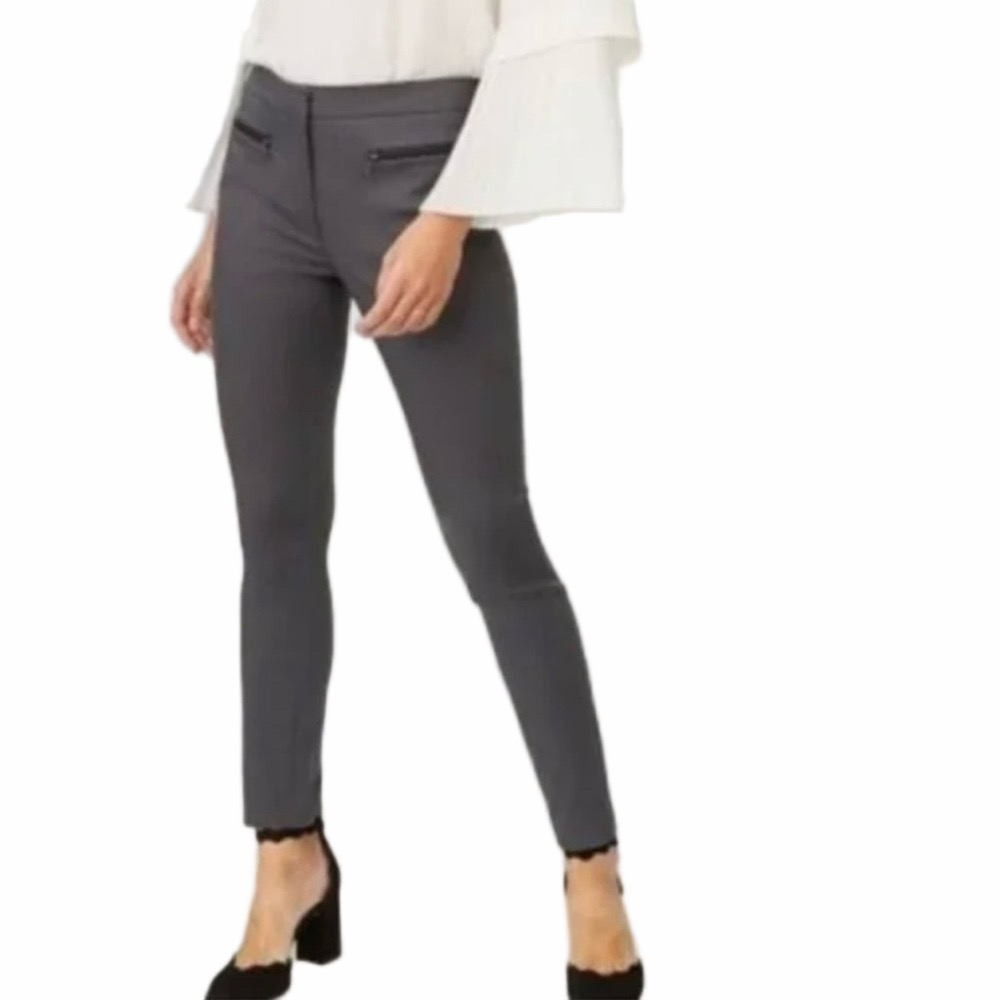 Club Monaco Emily Slim Fit Pants with Black Zipper Accents Olive Green size 4